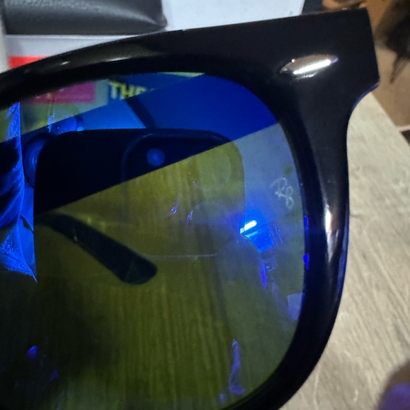 Ray ban 2140 Classic Wayfarer 901/17 polished black/Blue Mirror 54mm - Picture 11 of 12